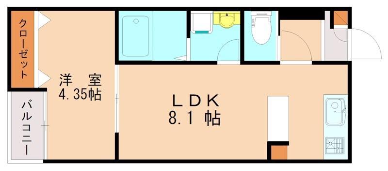 FIKA千早(1LDK/1階)の間取り写真