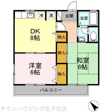 アメニティ-8(2DK/2階)の間取り写真