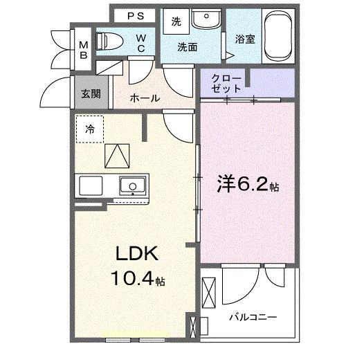 マグノーリエ(1LDK/1階)の間取り写真