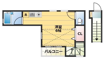 シャトーK(ワンルーム/2階)の間取り写真