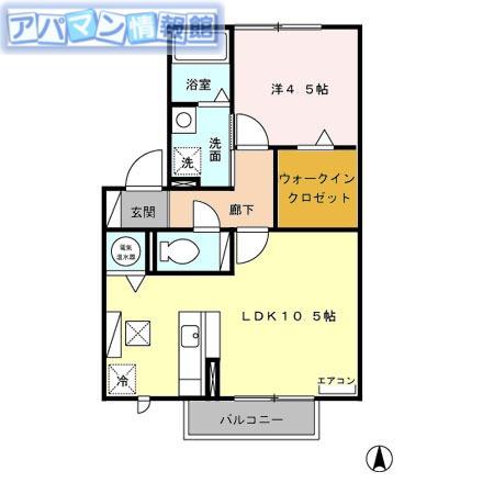 アトリオB棟(1LDK/1階)の間取り写真