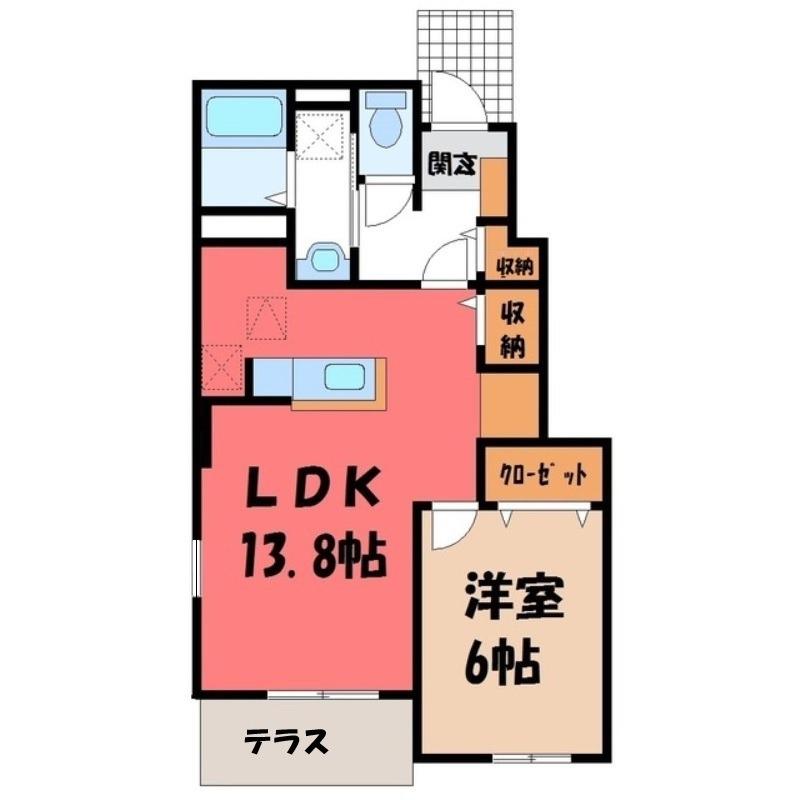 プラシードS(1LDK/1階)の間取り写真