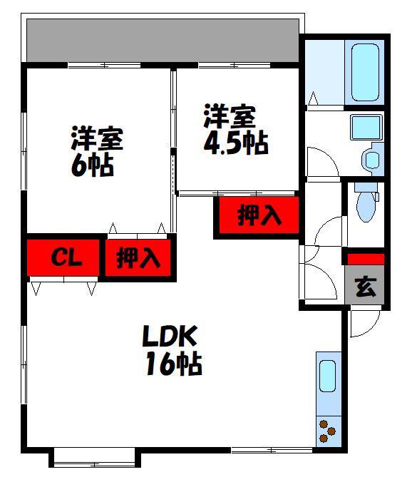 リバーサイドMII(2LDK/3階)の間取り写真