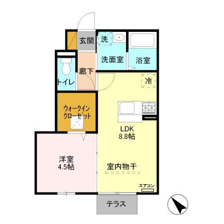 プレジール(1LDK/1階)の間取り写真