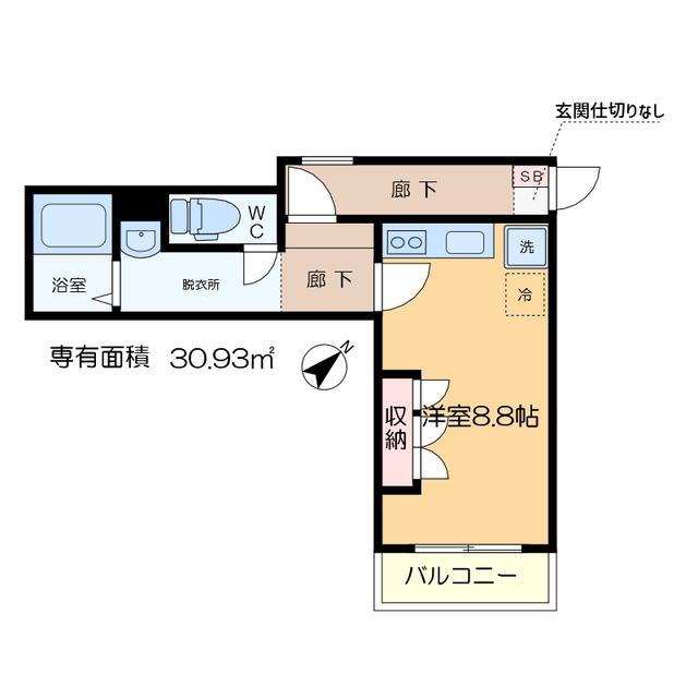 エスコートビル(ワンルーム/2階)の間取り写真