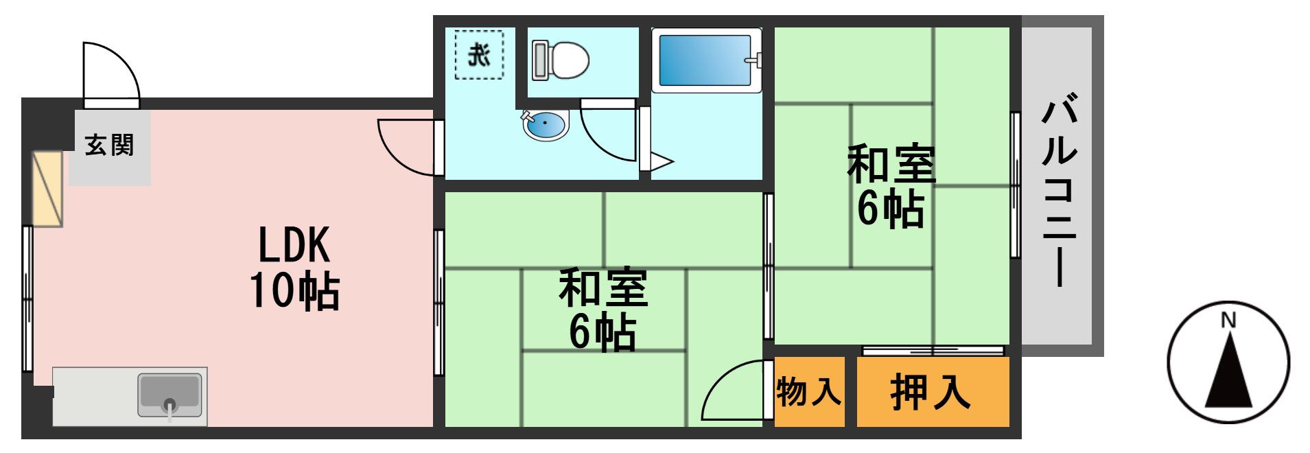 第3ハイツカトレア(2LDK/3階)の間取り写真