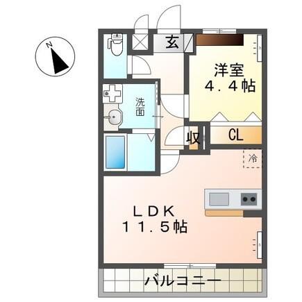 フォルトゥナ藤森(1LDK/2階)の間取り写真