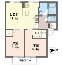 エトアール板谷A棟(2LDK/1階)の間取り写真