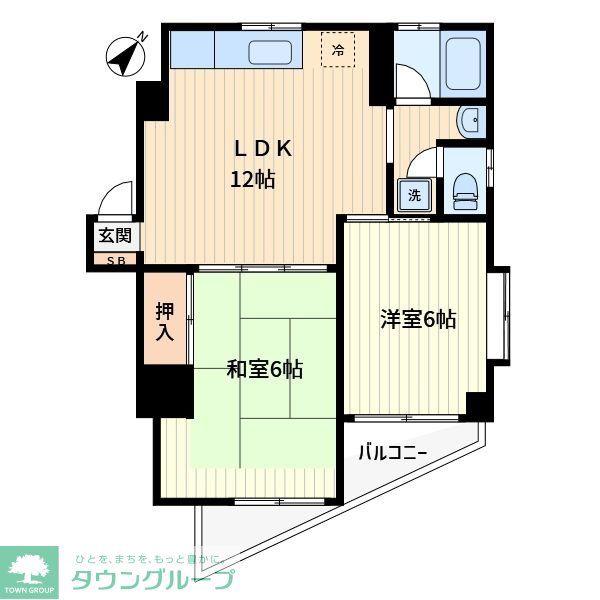 グリーンヒル文京(2LDK/6階)の間取り写真