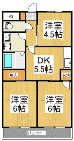 メゾンタグチ(3DK/2階)の間取り写真