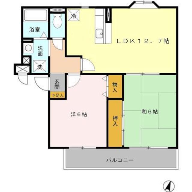 アランヴェール(2LDK/2階)の間取り写真