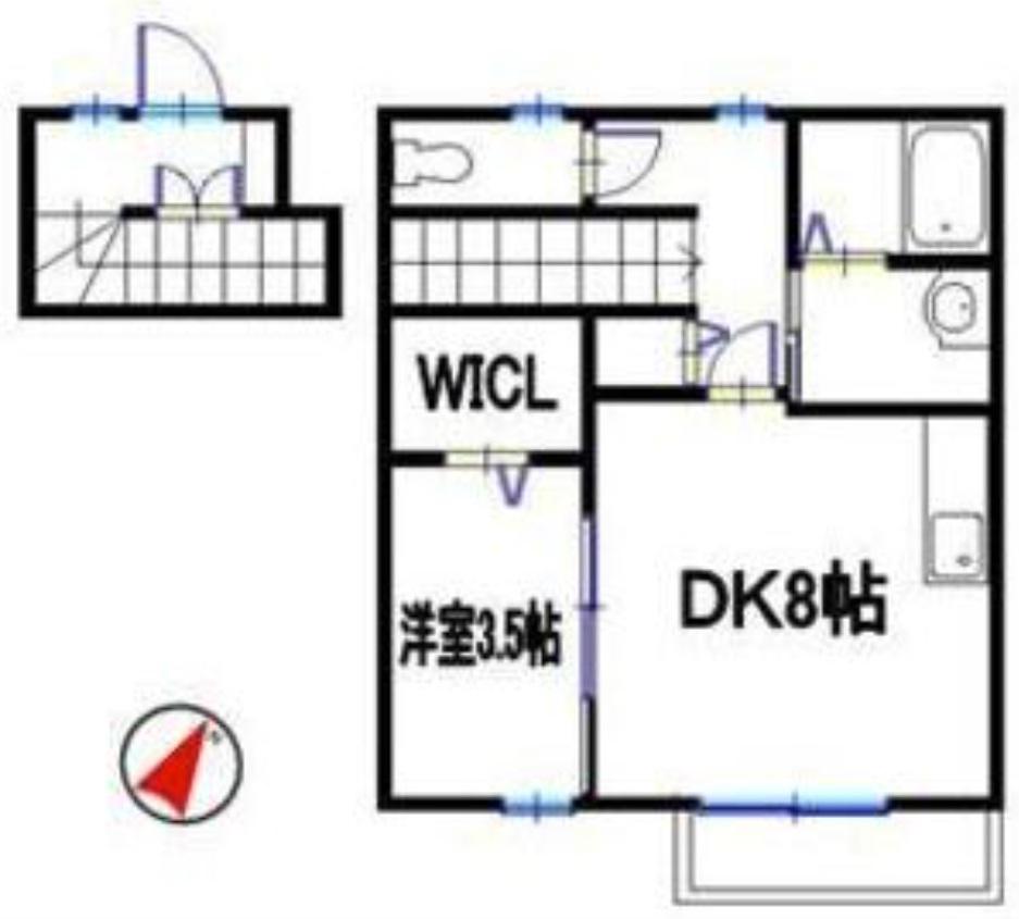 コンフォート新野辺(1DK/2階)の間取り写真