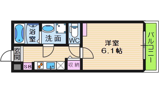 カルムビレッジ東田辺(1K/3階)の間取り写真