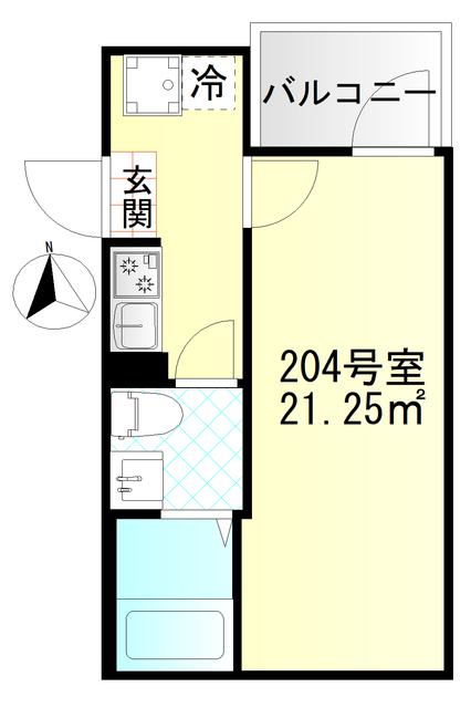M-SQUARE(1K/2階)の間取り写真