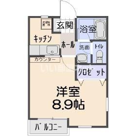 ピエールド若宮(1K/1階)の間取り写真