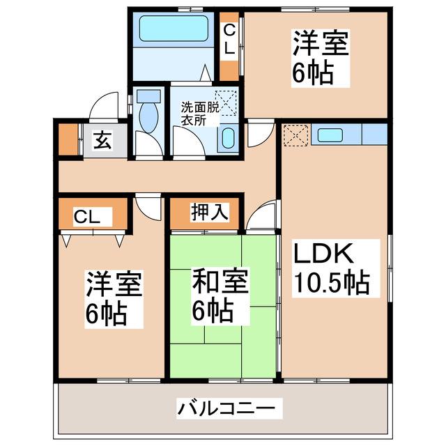 プレミール D棟(3LDK/1階)の間取り写真