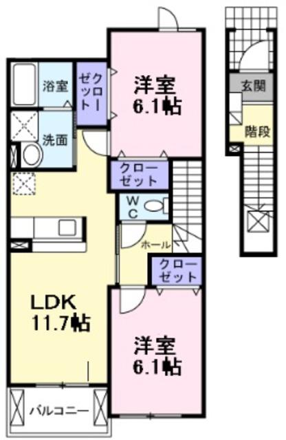 イノセントコート(2LDK/2階)の間取り写真