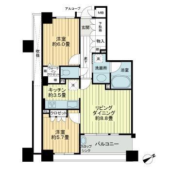 サーパス西新二丁目(2LDK/7階)の間取り写真