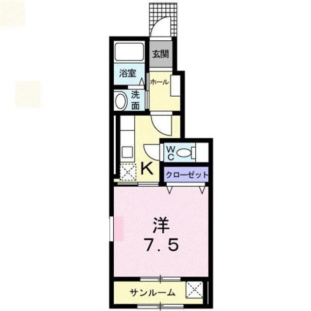フォーピュア 南城(1K/1階)の間取り写真