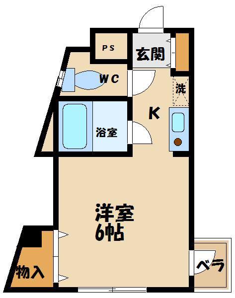 アンジェ調布(ワンルーム/4階)の間取り写真