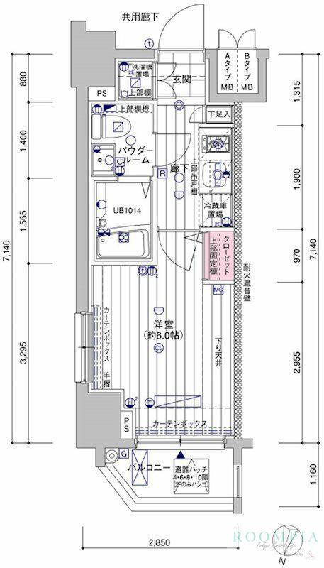メインステージ南品川(1K/2階)の間取り写真