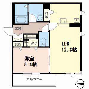 シャーメゾン新石切(1LDK/2階)の間取り写真