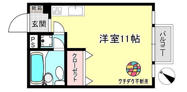 プレイヤー新屋敷(ワンルーム/3階)の間取り写真