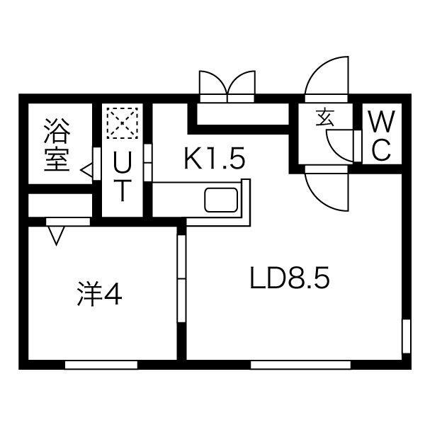 クローバー円山南(1LDK/1階)の間取り写真