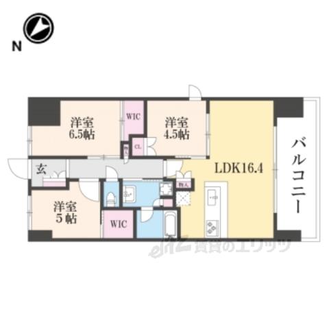 ジオ草津(3LDK/14階)の間取り写真