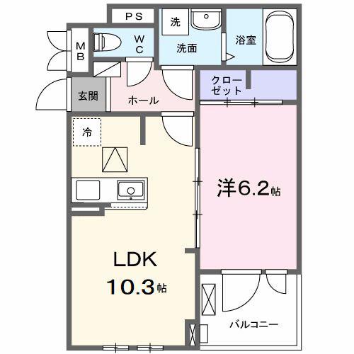 ラフィナート ナガタ(1LDK/1階)の間取り写真