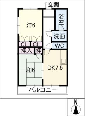 みどりハイム(2DK/1階)の間取り写真