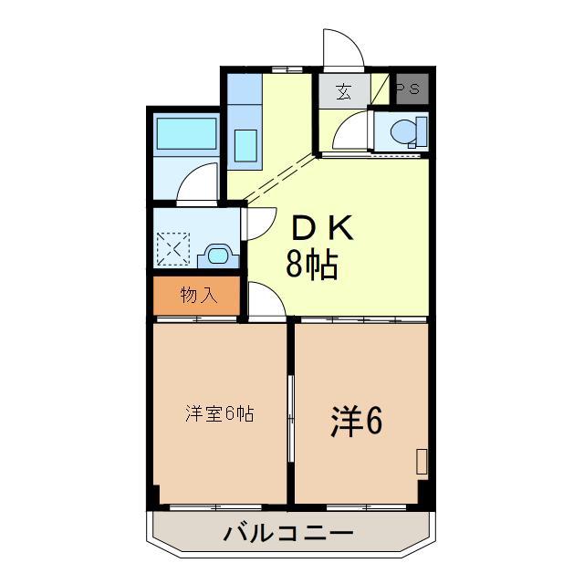 メモリープラザ小山(2DK/3階)の間取り写真