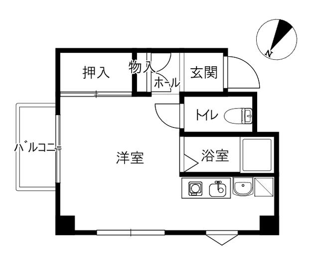 フレンドハイツ二木(ワンルーム/2階)の間取り写真