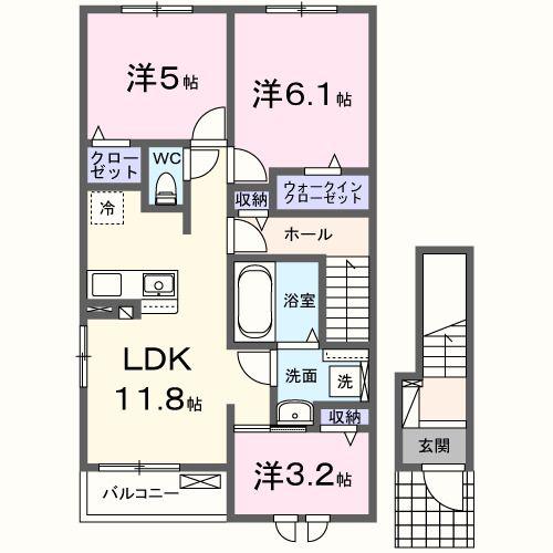 CASA FIKA B(3LDK/2階)の間取り写真