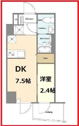 ロックス赤羽志茂(1DK/3階)の間取り写真