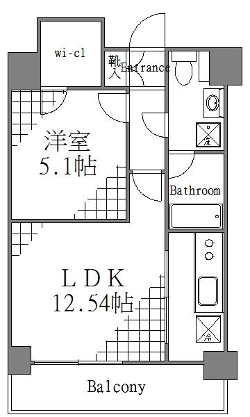 260809 グランジュエ本所(1LDK/7階)の間取り写真