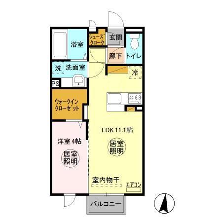グランマーレ T棟(1LDK/2階)の間取り写真