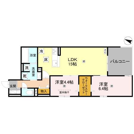 CORTE BREEZA御影(2LDK/1階)の間取り写真