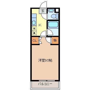 コーポビッグウェイブS(1K/4階)の間取り写真