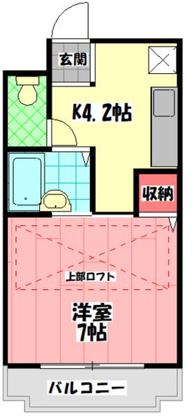 エクセル小林(1K/4階)の間取り写真