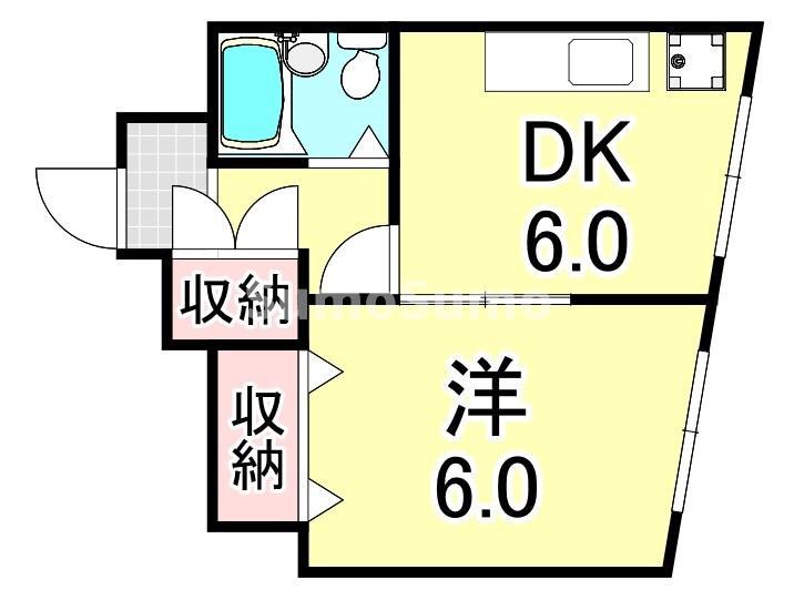 平野サンロイヤル(1DK/2階)の間取り写真