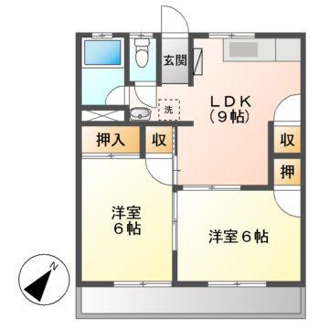 泉ハイツ久保(2DK/3階)の間取り写真