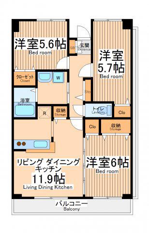 ヴィーエクレール2(3LDK/5階)の間取り写真