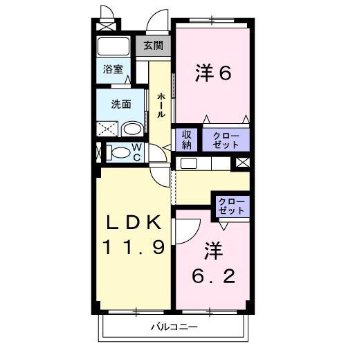 アンシャンテ・III(2LDK/1階)の間取り写真