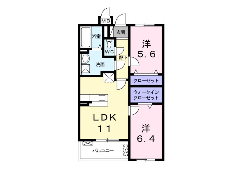 パレス宮戸(2LDK/4階)の間取り写真