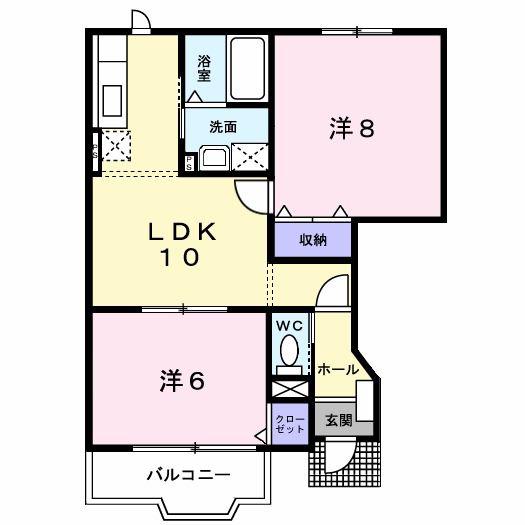 サンリット大道B(2LDK/1階)の間取り写真
