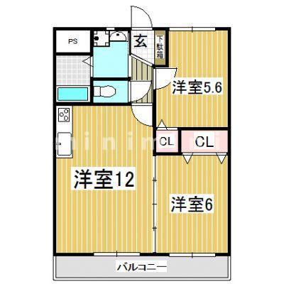 リトモ南熊本(2LDK/3階)の間取り写真