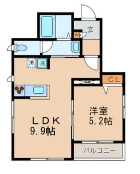 サンライズ・コーポ(1LDK/2階)の間取り写真