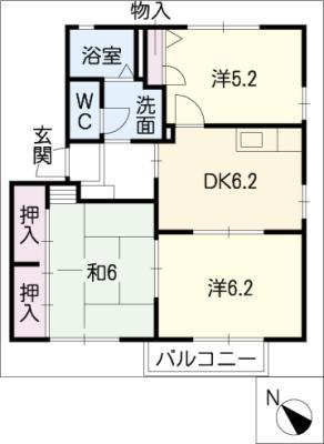 ルミエール東小鷹野A棟(3DK/2階)の間取り写真