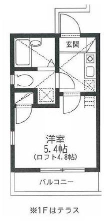プラナス妙蓮寺(1K/2階)の間取り写真